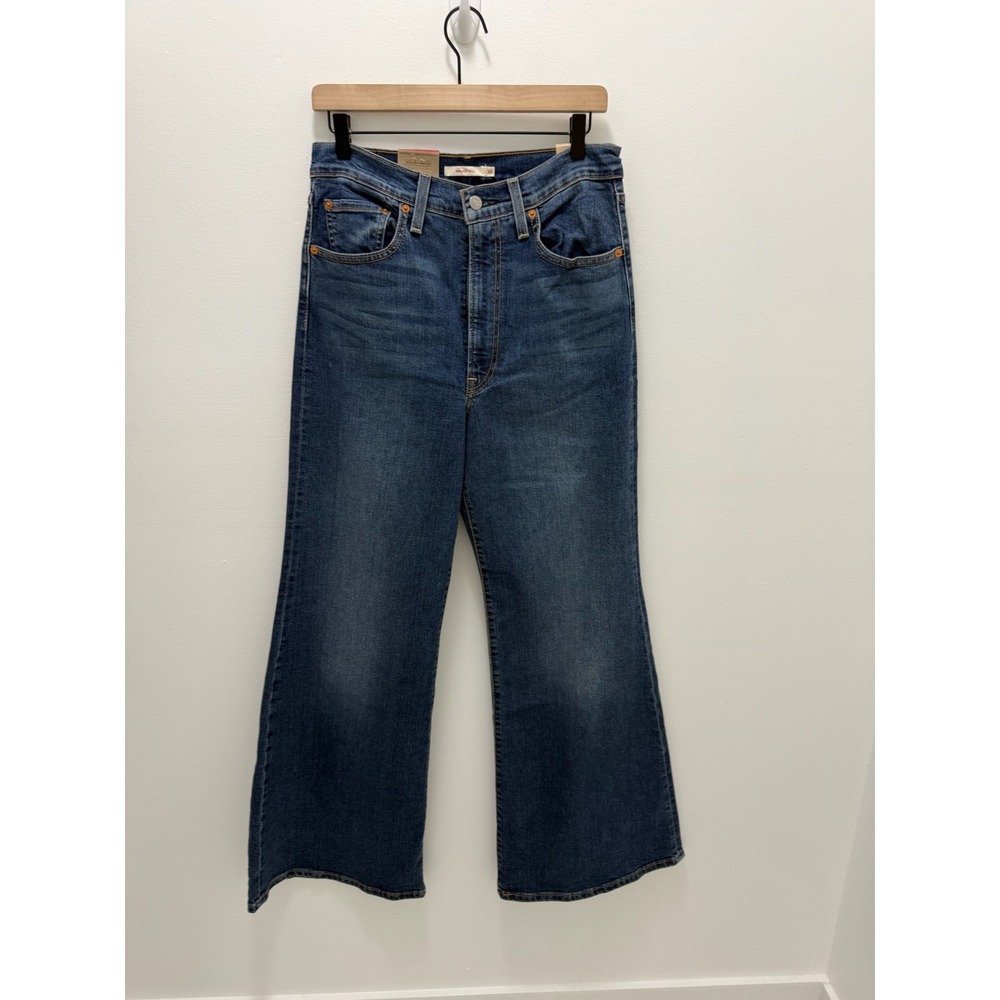 Levis Ribcage Bell Super High Rise Flare Jeans Indigo Blue 30x32 NEW